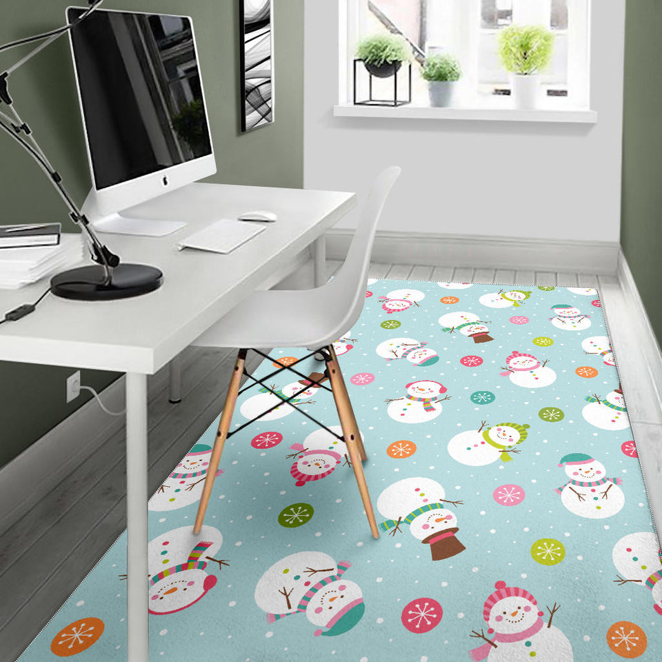 Cute Snowman Snowflake Pattern Area Rug