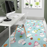 Cute Snowman Snowflake Pattern Area Rug