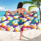 Colorful Crow Illustration Pattern Sarong