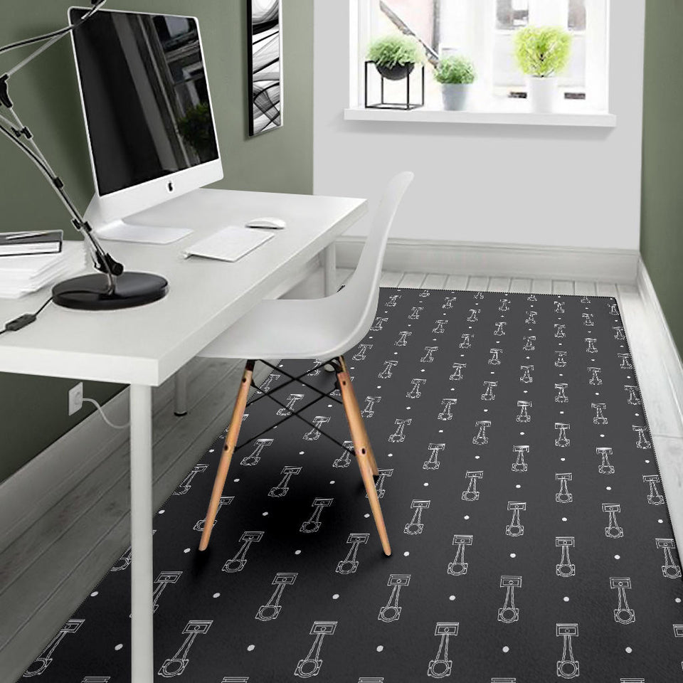 Engine Piston Black Background Pattern Print Design 02 Area Rug