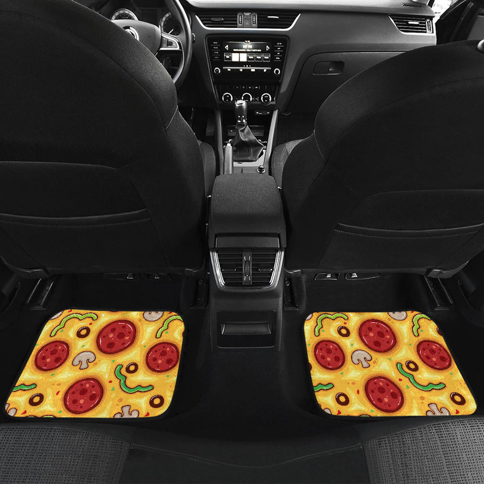 Pizza Texture Pattern Front And Back Car Mats