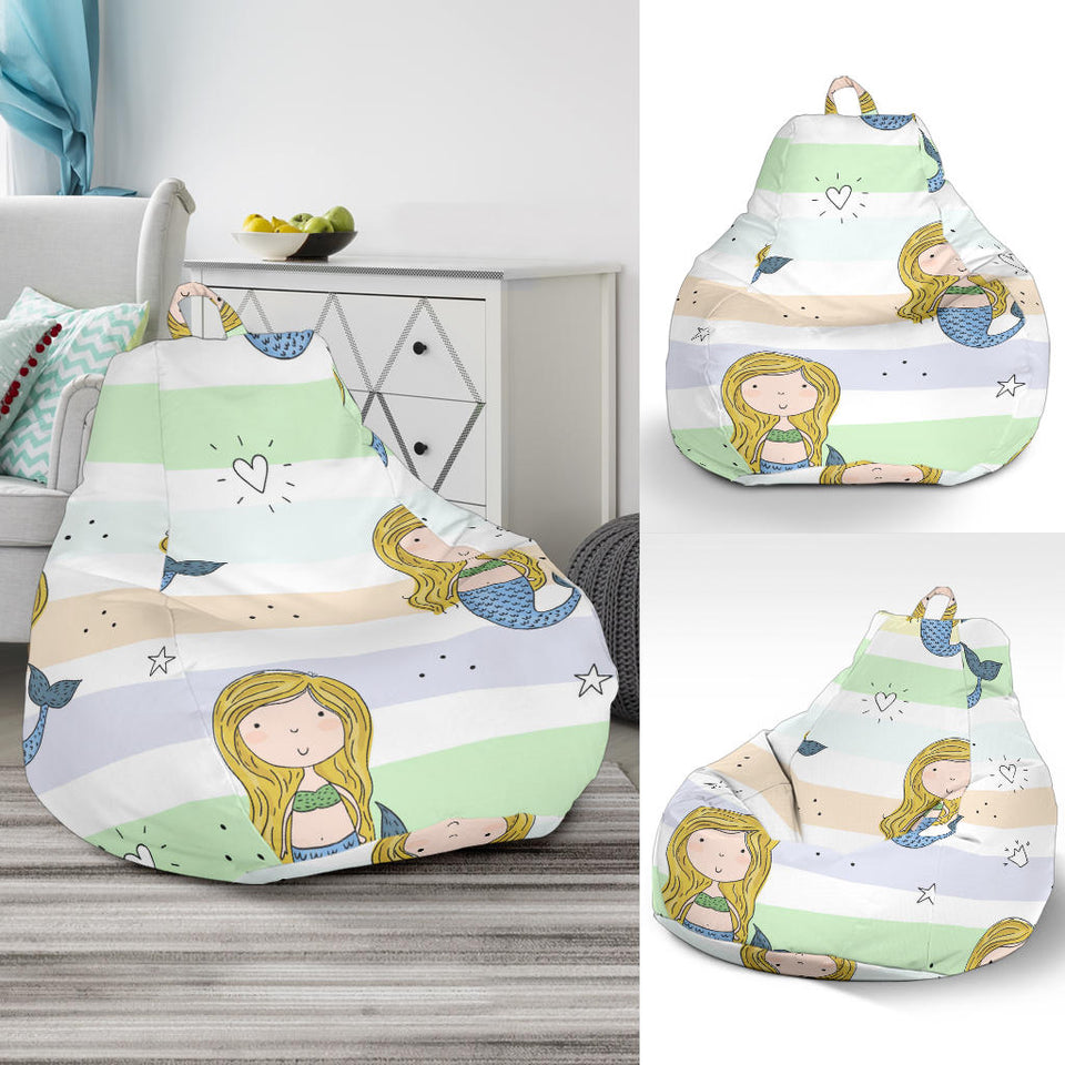 Cute Hand Drawn Mermaid Bean Bag Cover