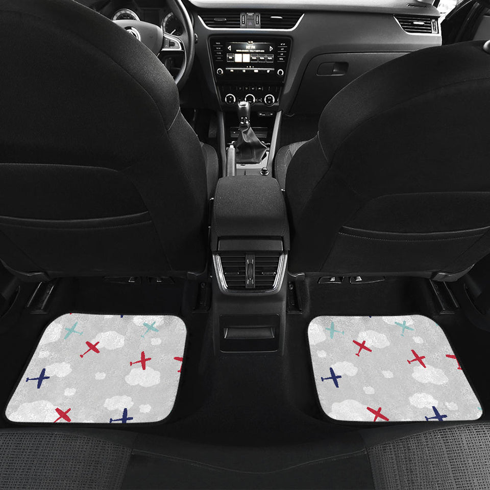 Airplane Cloud Grey Background Front And Back Car Mats