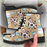 Cow Bottle Of Milk Pattern Leather Boots