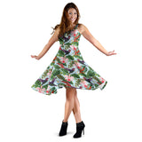 Hummingbird Pattern Print Design 05 Sleeveless Midi Dress