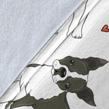Boston Terrier Dog Hearts Vector Pattern Premium Blanket