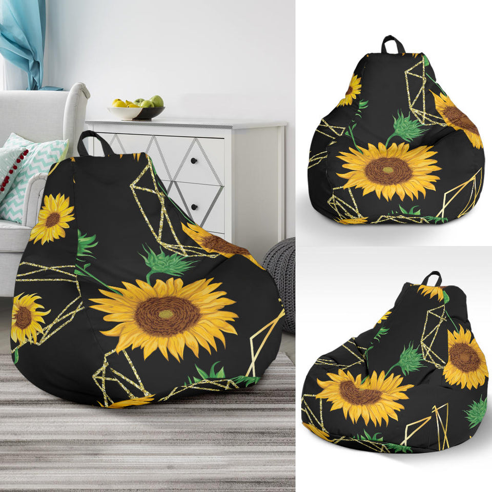 Sunflower Golden Polygonal Shapes Bean Bag Cover