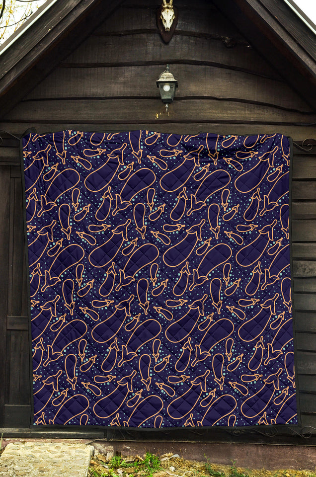 Eggplant Pattern Print Design 04 Premium Quilt