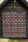 Camper Van Pattern Print Design 02 Premium Quilt
