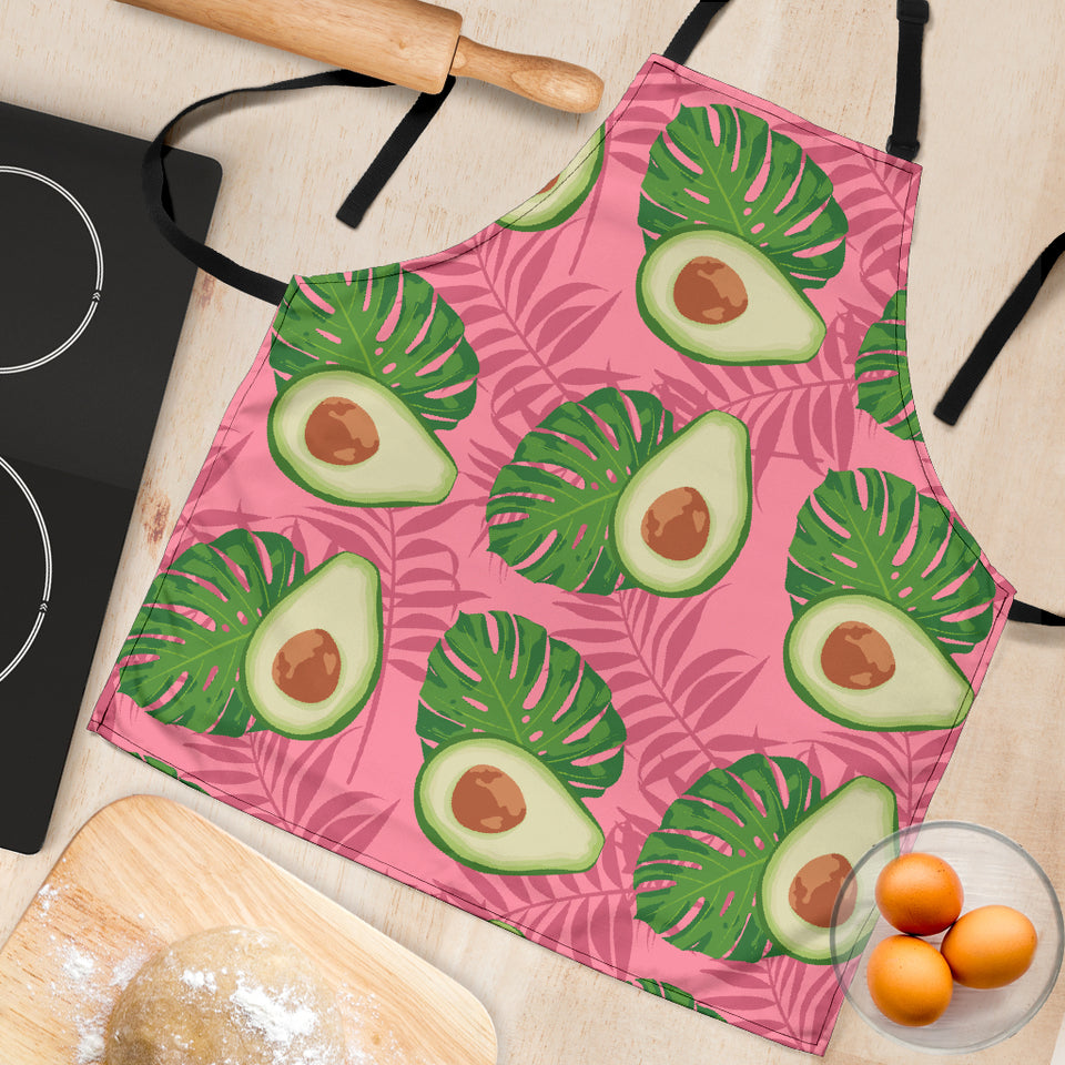 Avocado Slices Leaves Pink Back Ground Adjustable Apron