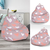 Coral White Heart Pattern Bean Bag Cover
