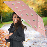 Cute Hamster Cheese Pattern Pink Background Umbrella