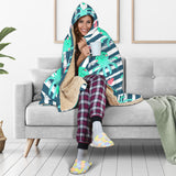 Cute Octopuses Heart Striped Background Hooded Blanket