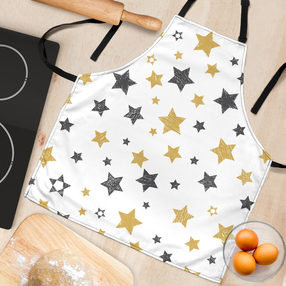 Hand Drawn Gold Black Star Pattern Adjustable Apron