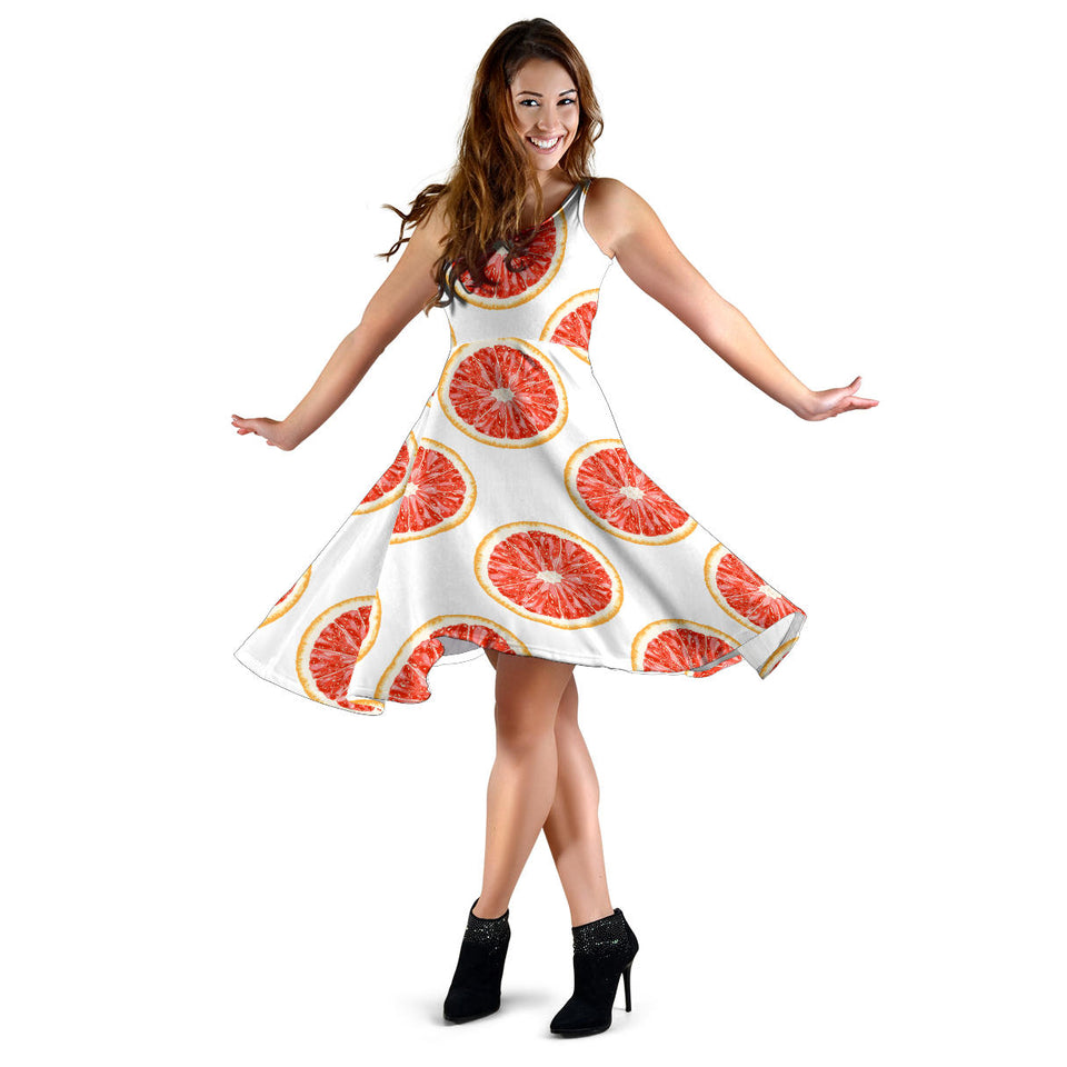 Grapefruit Pattern Sleeveless Midi Dress