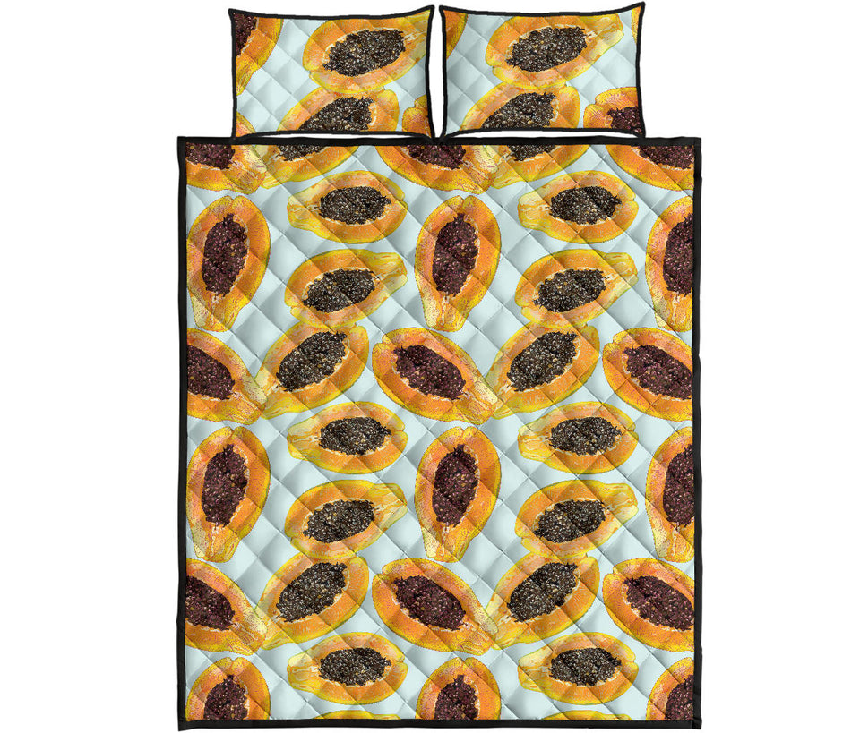 Watercolor papaya pattern Quilt Bed Set