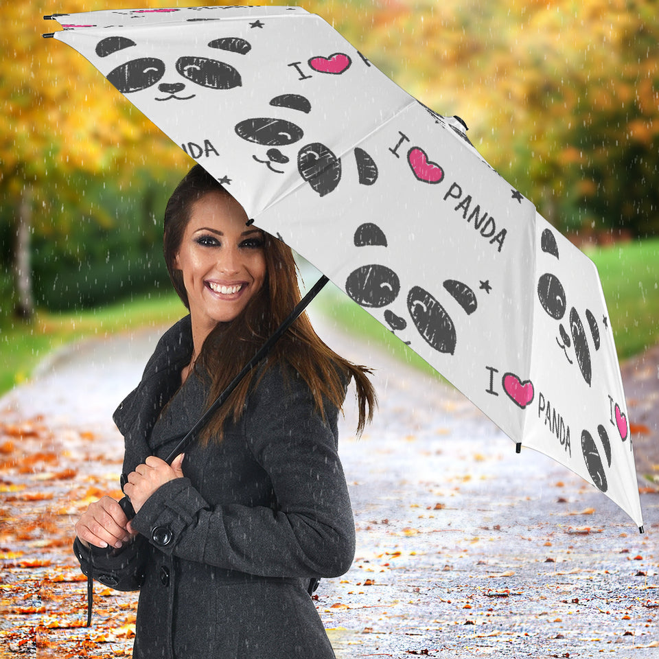 Hand Drawn Faces Of Pandas Pattern Umbrella