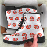 Daruma Japanese Wooden Doll Pattern Leather Boots