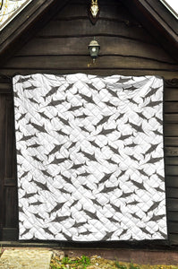 Swordfish Pattern Print Design 04 Premium Quilt