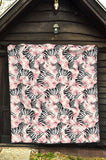 Zebra Pink Flower Background Premium Quilt