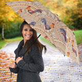 Cute Rooster Chicken Cock Floral Ornament Background Umbrella
