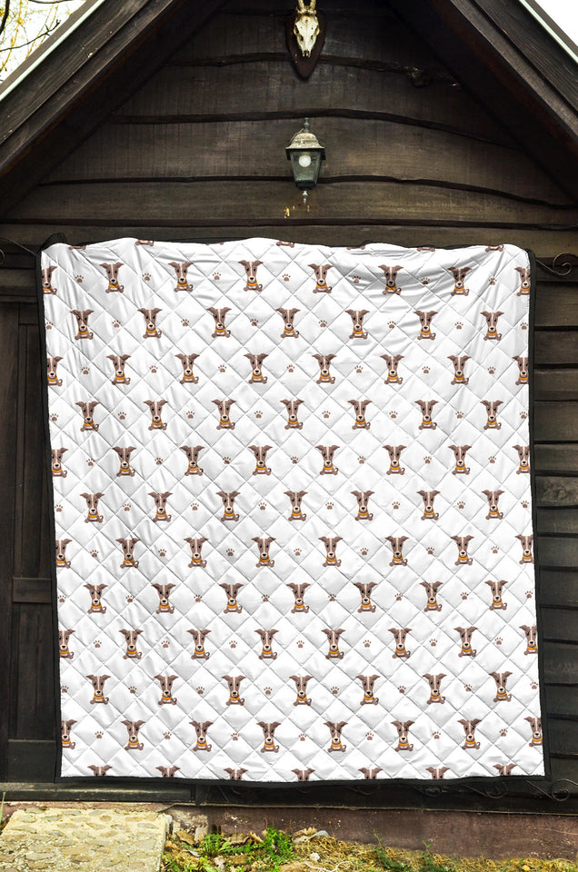 Greyhound Pattern Print Design 05 Premium Quilt