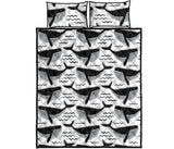 Black whale pattern Quilt Bed Set