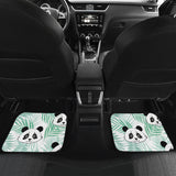 Panda Pattern Tropical Leaves Background Front And Back Car Mats