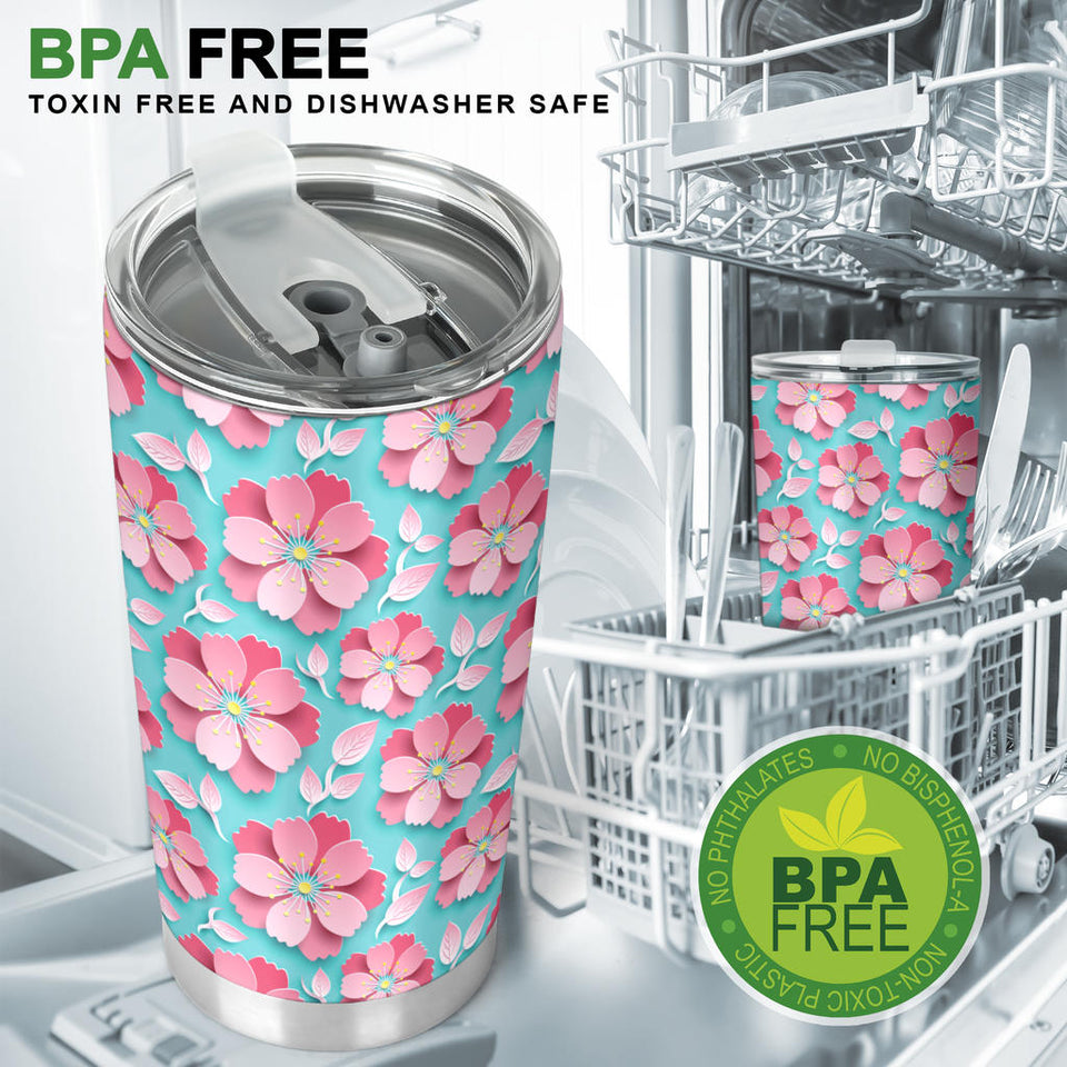 3D Sakura Cherry Blossom Pattern Tumbler