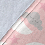 Cute Moon Cloud Star Pattern Pink Dot Background Premium Blanket