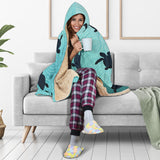 Sea Turtle With Blue Ocean Backgroud Hooded Blanket