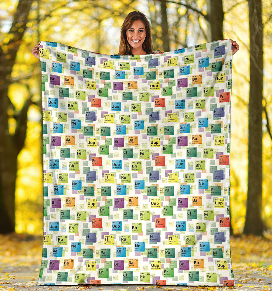 Chemistry Periodic Table Pattern Print Design 05 Premium Blanket