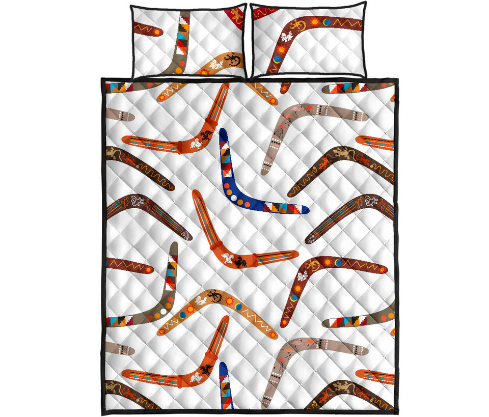 Boomerang Australian aboriginal ornament pattern Quilt Bed Set