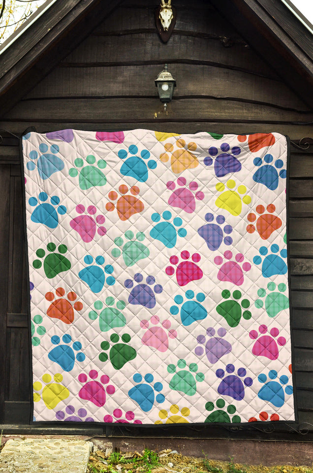 Dog Paws Pattern Print Design 01 Premium Quilt