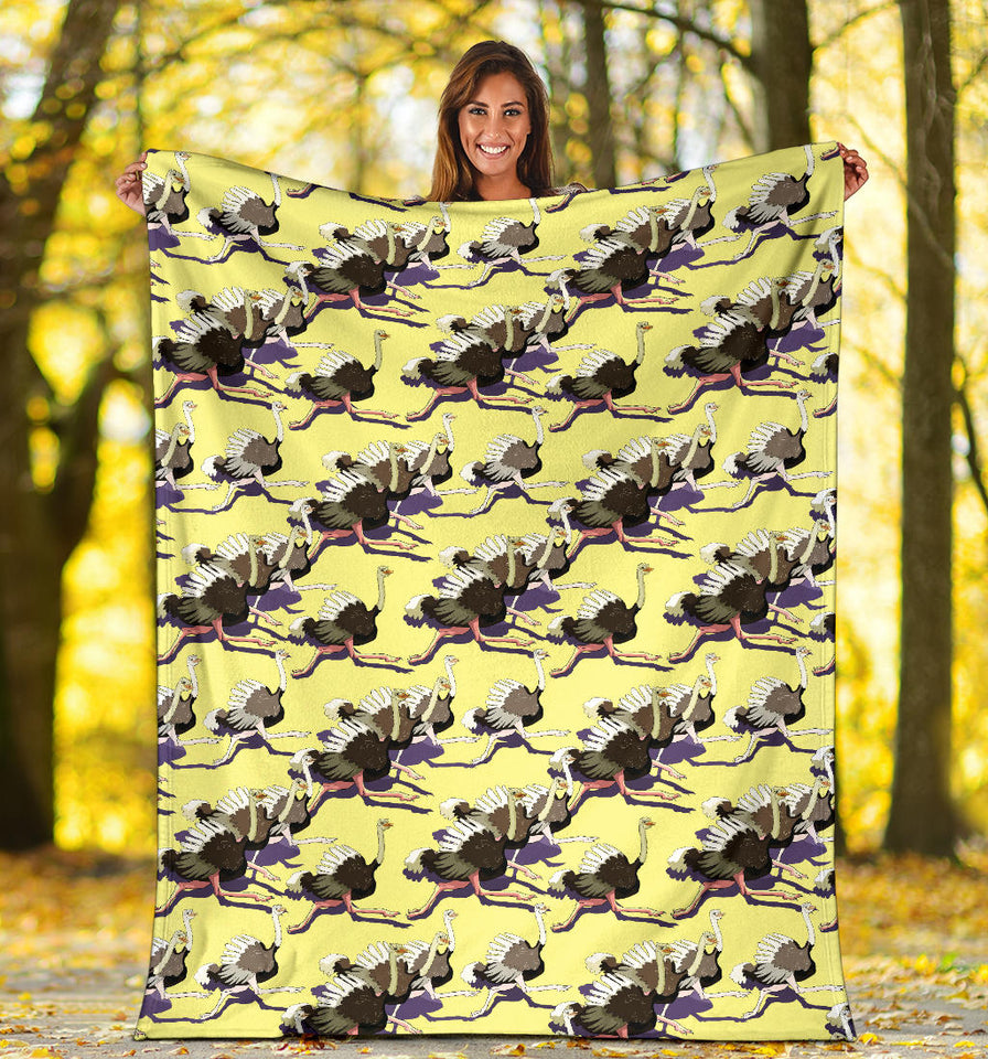Ostrich Pattern Print Design 04 Premium Blanket