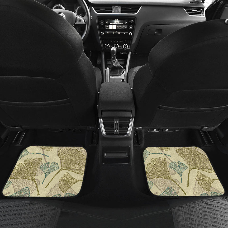 Ginkgo Leaves Design Pattern Front And Back Car Mats