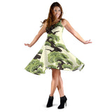 Bonsai Pattern Sleeveless Midi Dress