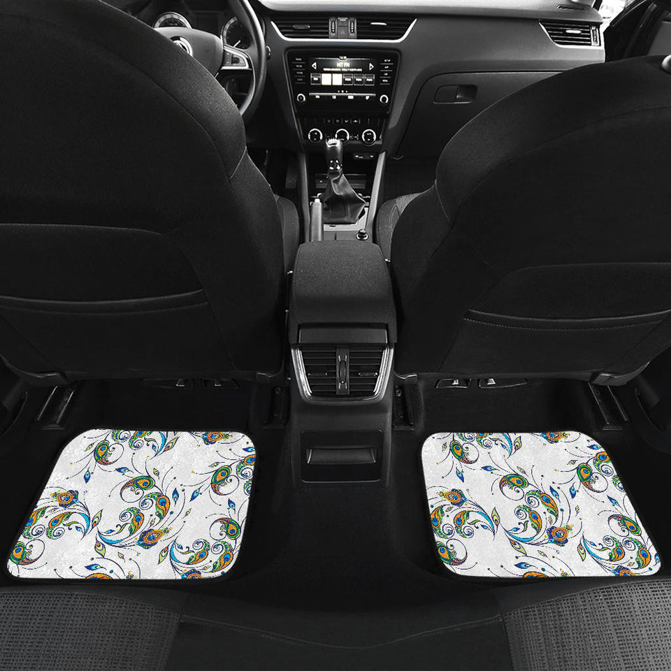 Peacock Feather Pattern Front And Back Car Mats