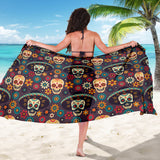 Sugar Skulls Flower Maxican Pattern Sarong