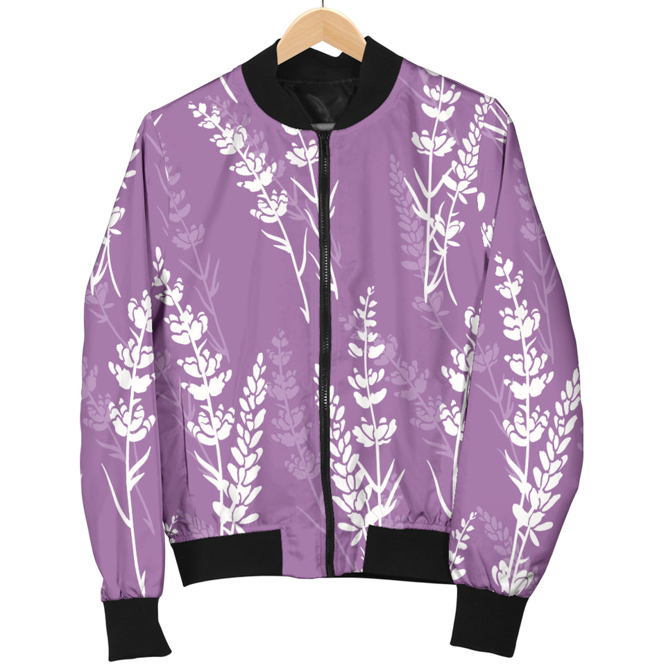 Lavender Flowers Purple Pattern Women'S Bomber Jacket