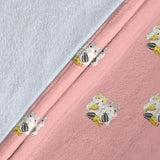 Cute Hamster Cheese Pattern Pink Background Premium Blanket