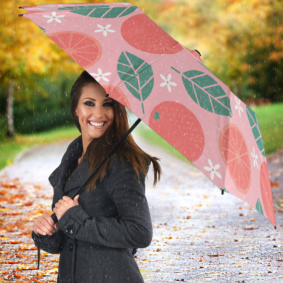 Grapefruit Leaves Flower Pink Background Umbrella