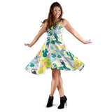 Cute Parrot Toucan Flamingo Cactus Exotic Leaves Pattern Sleeveless Midi Dress