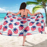 Strawberry Pattern Blue Lines Background Sarong