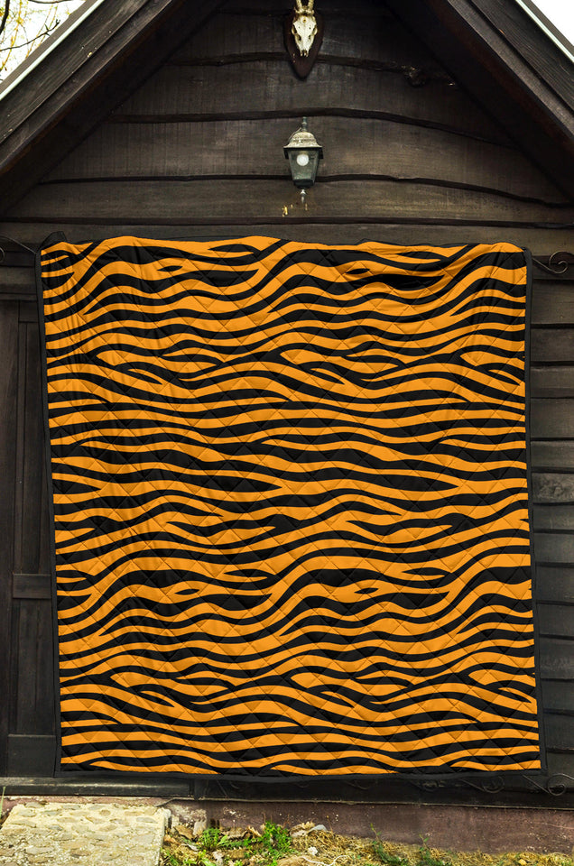 Bengal Tigers Skin Print Pattern Background Premium Quilt