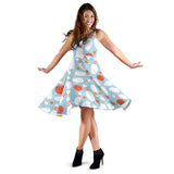 Bowling Ball Bowling Pins Blue Blackground Sleeveless Midi Dress