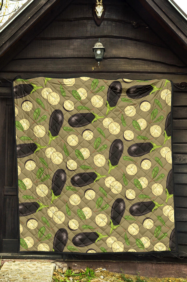 Eggplant Pattern Print Design 02 Premium Quilt