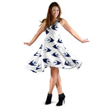 Swallow Pattern Print Design 03 Sleeveless Midi Dress