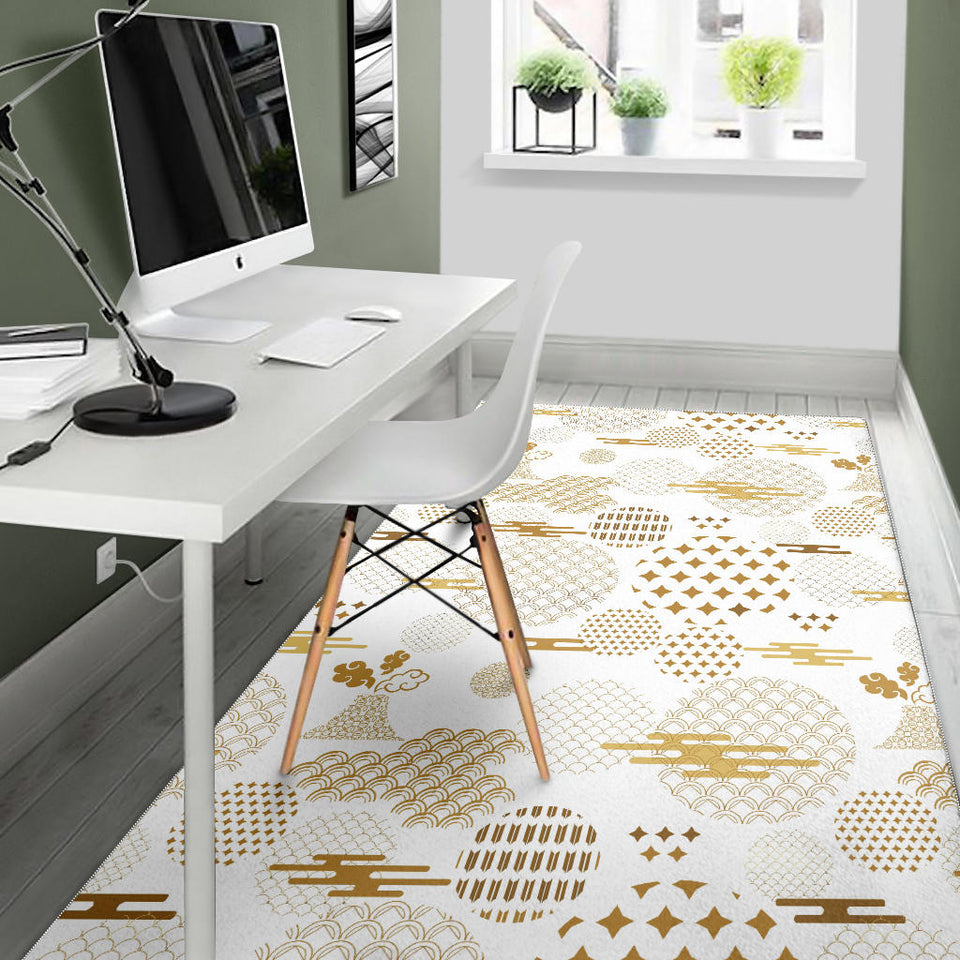 Beautiful Gold Japanese Pattern Area Rug