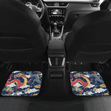 Blue Red Dragon Cloud Pattern Front And Back Car Mats